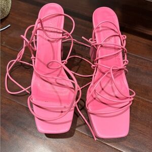Bilini pink lace up heels never worn